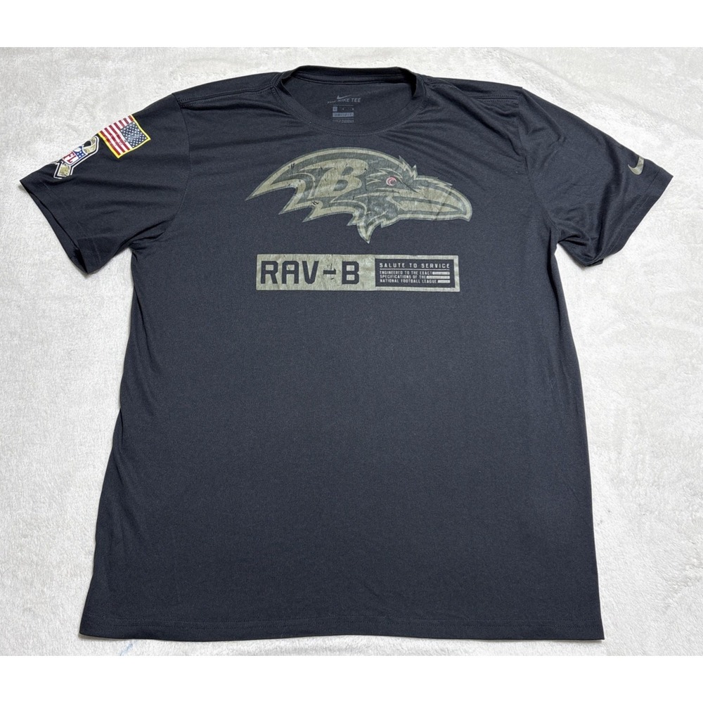 Nike Baltimore Ravens Salute To Service T Shirt Mens Large Black Short Sleeve